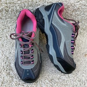 Brahma Steel Toe Sneakers Leather Pink Gray Grey Size 7.5 ASTM F 2413-11 Sarah